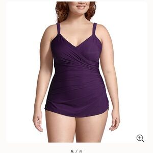 Lands' End Purple Chlorine Resistant One Piece Swimsuit 18 Long NWT